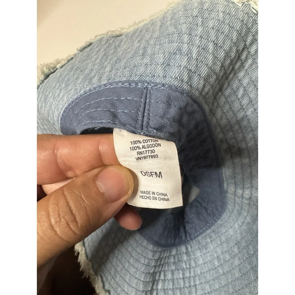 Kids  Washed Denim Bucket Hat Cap Distressed‎ Fisherman Cap Summer One Size